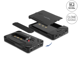 42020 Delock USB Type-C™ ház 1 x M.2 NVMe SSD-hez, valamint 1 x 2.5″, klón funkciós SATA SSD / HDD-hez