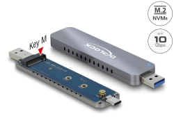 42616 Delock Externí skříň pro M.2 NVME PCIe SSD se zástrčkovým konektorem USB Type-C™ a Typu-A