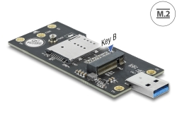 63166 Delock Převodník USB 3.0 Typu-A samec na M.2 Key B se SIM slotem