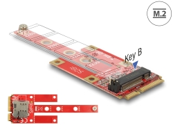 63384 Delock Omvandlare Mini PCIe > M.2 Nyckel B-plats + Micro SIM-plats