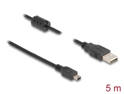 84916 Delock Cable USB 2.0 Tipo-A macho > USB 2.0 Mini-B macho de 5,0 m negro