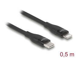 86636 Delock Datový a nabíjecí kabel USB Type-C™ na Lightning™ pro iPhone™, iPad™ a iPod™ černá 0,5 m MFi
