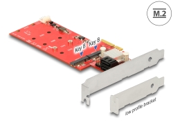 89379 Delock Carte PCI Express x4 > hybrides 2 x M.2 internes + 2 x SATA 6 Gb/s avec RAID – Facteur de forme à profil bas