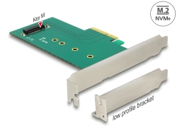 89472 Delock PCI Express x4-kort > 1 x intern NVMe M.2 Key M 110 mm - Formfaktor med låg profil