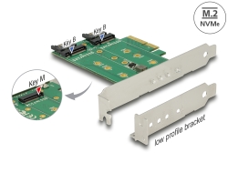 89518 Delock PCI Express-kort > 3 x M.2-kortplats - Formfaktor med låg profil