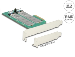 89536 Delock PCI Express x4 Karta > 2 x interní M.2 Key B s RAID - format low profile