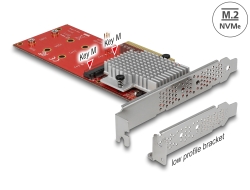 90305 Delock PCI Express x8-kort till 2 x internt NVMe M.2 Key M - Formfaktor med låg profil