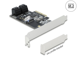 90396 Delock Placă  PCI Express x4, cu 4 porturi SATA și 1 slot, cheie M.2 B - Factor de formă cu profil redus