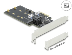 90499 Delock Placă PCI Express x4, cu 3 porturi SATA și 2 slot, cheie M.2 B - Factor de formă cu profil redus