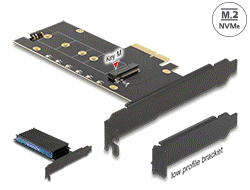 89013 Delock Placă PCI Express x4 la 1 x internă NVMe M.2 cheie M cu radiator și iluminare cu RGB LED - Factor de formă cu profil redus