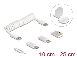 66612 Delock 5 w 1 Zestaw kabla USB do transmisji danych i ładowania oraz adaptera PD 3.0 60 W, biały