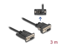 88239 Delock Cablu serial RS-232 D-Sub9 mamă la D-Sub9 mamă Conexiune de alimentare la pinul 9 3 m