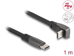 80751 Delock USB 2.0 ravni trakasti kabel USB Type-C™ muški na USB Type-C™ muški kutni PD 3.0 60 W 1 m crni