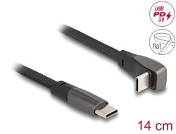 80750 Delock Cablu panglică plat USB 2.0 USB Type-C™ tată la USB Type-C™ tată unghiular PD 3.0 60 W 14 cm negru