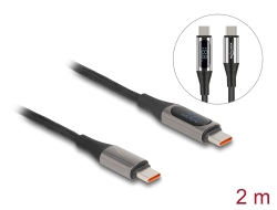 86809 Delock USB 2.0 Podatkovni i kabel za brzo punjenje USB Type-C™muški na muški PD 3.0 100 W s indikacijom snage 2 m
