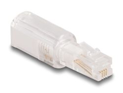 88169 Delock Telephone Cable Anti-Twist Adapter RJ10 plug to RJ10 jack transparent / white