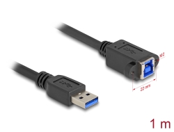 80485 Delock Καλώδιο USB 5 Gbps USB Τύπου-A αρσενικό προς USB Τύπου-B θηλυκό προς εγκατάσταση 1 μ. σε μαύρο χρώμα