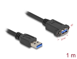 80486 Delock USB 5 Gbps kábel A-típusú USB apa – A-típusú USB anya installációhoz 1 m, fekete