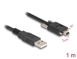 80478 Delock Cablu USB 2.0 Tip-A tată la Tip Mini-B tată cu șuruburi de 1 m negru