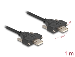 80479 Delock Καλώδιο USB 2.0 Τύπου-A αρσενικό προς αρσενικό με βίδες 1 μ. σε μαύρο χρώμα