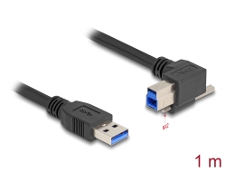 80484 Delock Câble USB 5 Gbps, USB Type-A mâle droit vers le bas à USB Type-B mâle avec vis, angulé 90° à droite, 1 m, noir