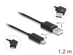 80769 Delock Καλώδιο USB 2.0 Τύπου-A αρσενικό προς USB Type-C™ αρσενικό περιστρεφόμενο με Γρήγορη Φόρτιση στα 60 W 1,2 μ.