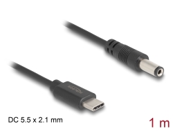 85397 Delock Napájecí kabel z konektoru USB Type-C™ na stejnosměrný konektor 5,5 x 2,1 mmý, 1 m