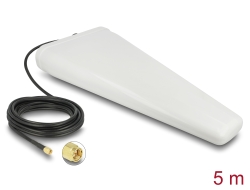 12002 Delock LTE-antenna, SMA-csatlakozódugó, 9 - 11 dB kétirányú, csatlakozókábellel (RG-58, 5 m), fehér, kültéri