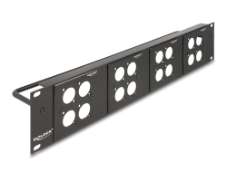 88195 Delock D-típusú 19″ Patch Panel 4 D-típusú lemezzel 86 x 86 mm méretű és 4 port 2U fekete