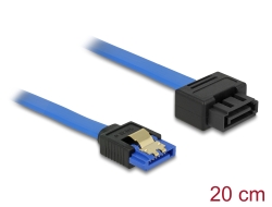 84971 Delock Cablu prelungitor SATA 6 Gb/s mamă, drept > SATA tată, drept, 20 cm, albastru, tip blocare