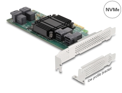 90585 Delock PCI Express x8 Card - 4 x belső NVMe SFF-8643 - alacsony profilú formatényező