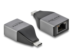 64118 Delock Adaptér USB Type-C™ na Gigabit LAN 10/100/1000 Mbps – kompaktní konstrukce