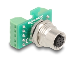 60663 Delock M12 Transfer Module Adapter 8 pin A-coded female to 9 pin terminal block for installation