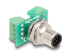 60664 Delock M12 adapter za prijenosni modul 8-pinski A-kodirani muški na 9-pinski terminalni blok za ugradnju
