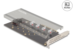90079 Delock PCI Express 4.0 x16 kartica na 4 x interni NVMe M.2 Key M s hladnjakom i ventilatorom - račvanje