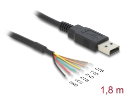 83527 Delock Převodník z rozhraní USB 2.0 na sériové UART LVTTL s 6 odizolovanými vodiči a výstupním napětím 3,3 V, délka 1,8 m