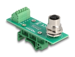 60658 Delock M12 adapter modula prijenosa 4 pinski A-kodirani ženski na 5 pinski terminalni blok za DIN tračnicu