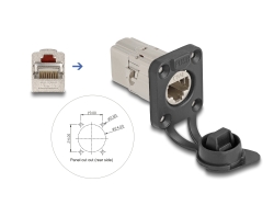 67061 Delock D-Type RJ45 built-in connector / coupler Cat.6A STP with protective cap IP66 dust and waterproof
