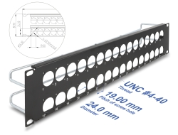 67057 Delock Panel de conexión tipo-D de 19″ con alivio de tensión, 32 puertos, 2U, negro