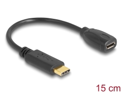 65578 Delock Przewód z adapterem USB Type-C™ 2.0 męski> USB 2.0 typu Micro-B żeński 15 cm czarny
