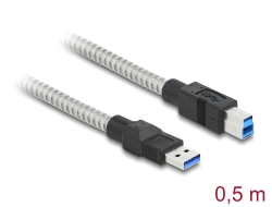 86777 Delock USB 3.2 Gen 1, fém borítású kábel A-típusú apa – B-típusú, 0,5 méter