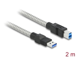 86779 Delock USB 3.2 Gen 1 Kabel Typ-A Stecker zu Typ-B Stecker mit Metallmantel 2 m