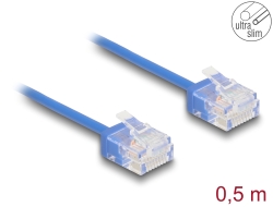 80779 Delock Cablu de rețea RJ45 Cat.6 UTP Ultra Slim 0,5 m albastru cu mufe scurte