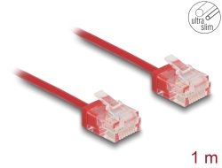 80812 Delock RJ45 Network Cable Cat.6 UTP Ultra Slim 1 m red with short plugs