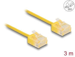 80913 Delock Síťový kabel rozhraní RJ45 Cat.6, UTP Ultra Slim, 0,3 m, žlutá s krátkými zástrčkami