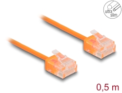 80854 Delock Cavo di rete RJ45 Cat.6 UTP Ultra Slim 0,5 m arancione con connettori corti