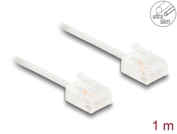 80774 Delock RJ45 Network Cable Cat.6 UTP Ultra Slim 1 m white with short plugs