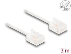 80776 Delock Síťový kabel rozhraní RJ45 Cat.6, UTP Ultra Slim, 0,3 m, bílá s krátkými zástrčkami