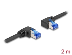 80465 Delock Síťový kabel s konektorem RJ45 Cat.6A, S/FTP pravý / levý, pravoúhlý, délky 1 m, černý