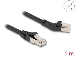 80608 Delock RJ45 Network Cable Cat.6A S/FTP plug 45° left angled to plug straight 1 m black